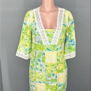 Lilly Pulitzer Green and White Crochet Dress
